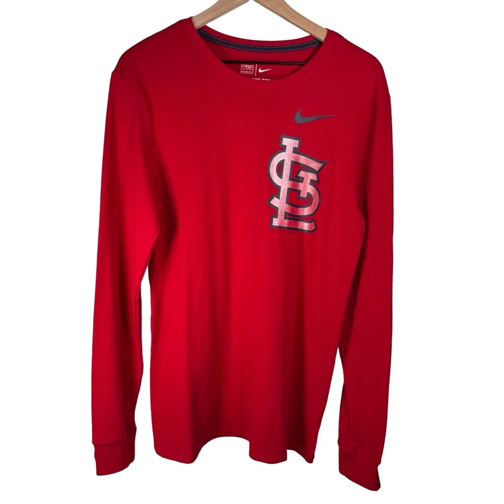 Nike Mens St Louis Cardinals Long Sleeve T-Shirt Red MLB Baseball Medium - Picture 4 of 6